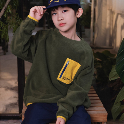 兒童搖粒絨衛衣2025秋季款戶外運動男童雙面抓絨保暖上衣兒童長袖