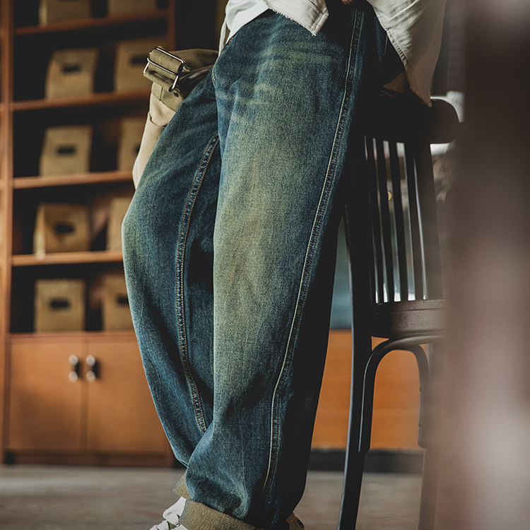 美式復古水洗牛仔褲男秋季2025新款萊賽爾寬鬆直筒褲子男款長褲