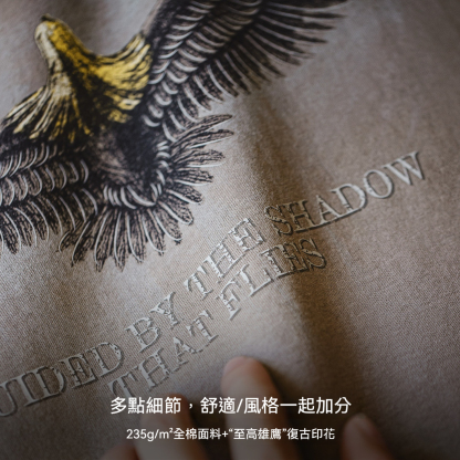 美式復古設計感獵鷹印花短袖圓領純棉t恤痞帥少年感男夏