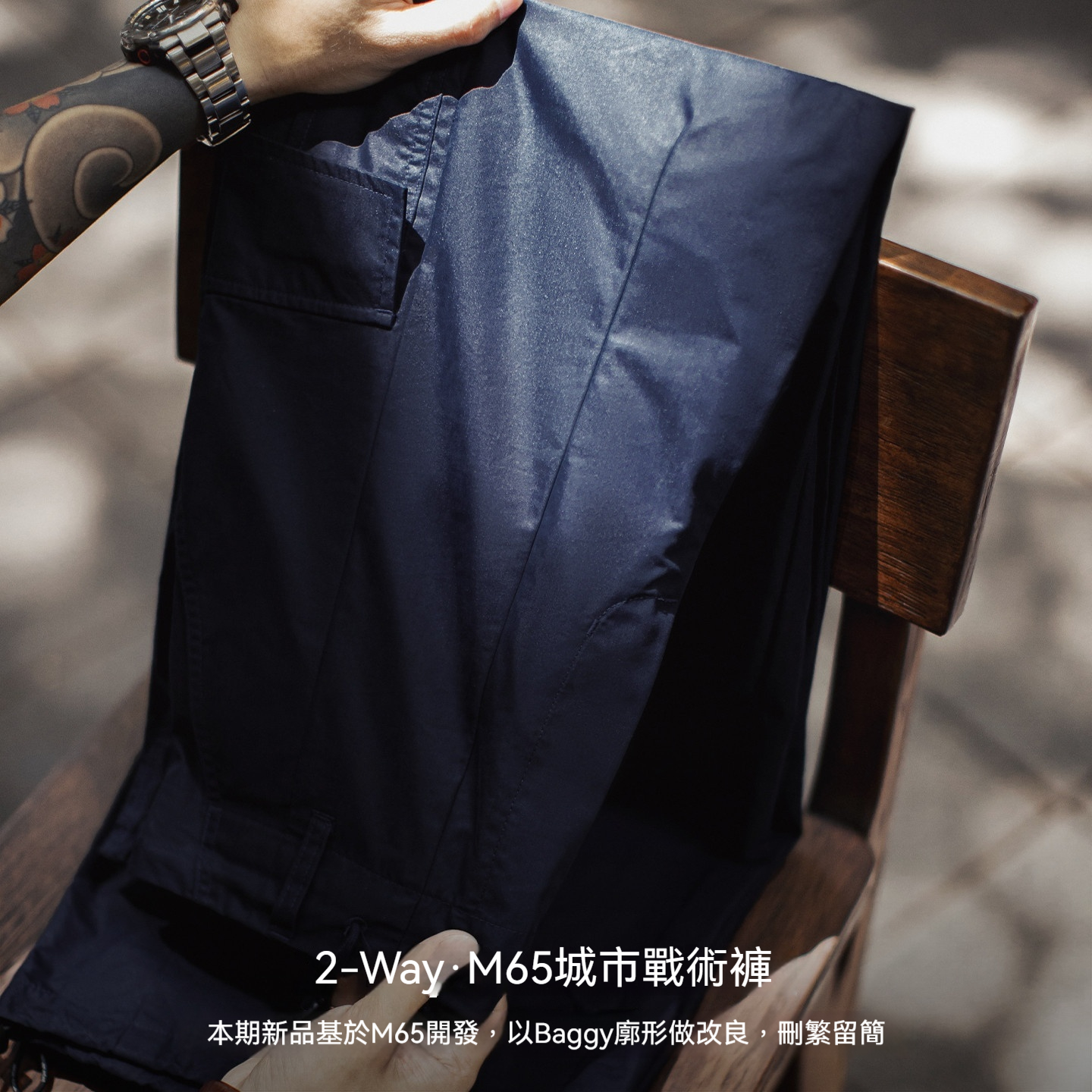 美式m65大口袋休閒褲日系cityboy藍色梭織束脚長褲子男秋