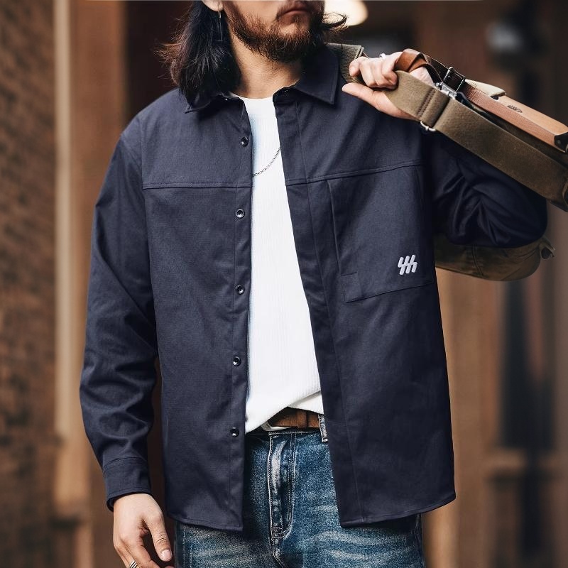 美式簡約長袖男士襯衫2026春季新款休閒工裝襯衣外套