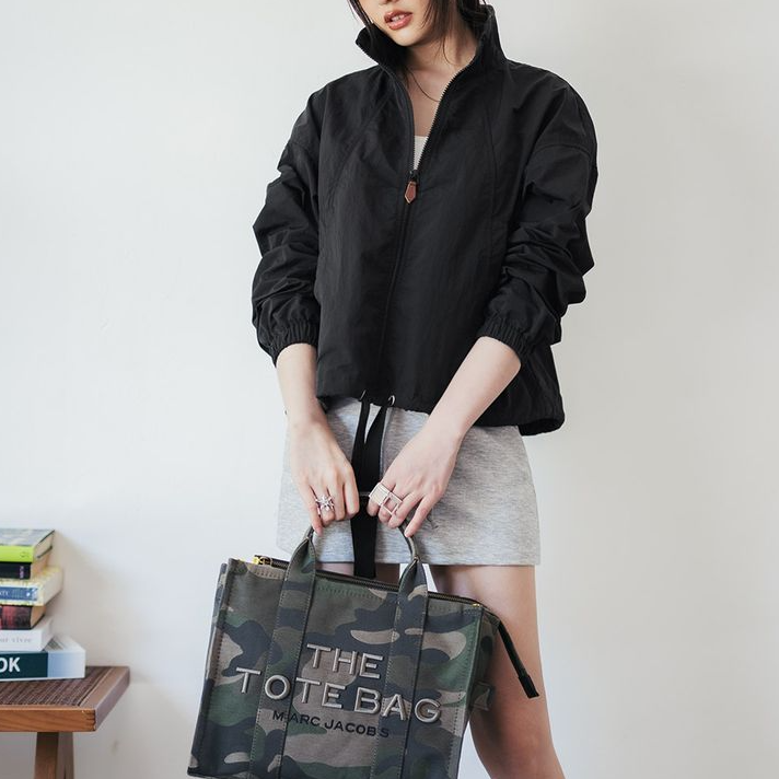 美式復古抽繩夾克翻領可收腰工裝外套小個子寬鬆上衣春秋季女