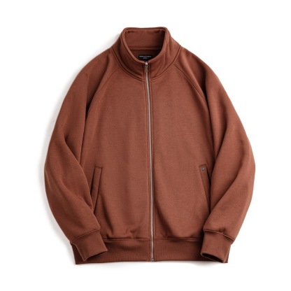 美式休閒搖粒絨開衫衛衣學院風立領加絨運動拉鍊外套男秋-Retro's Wear