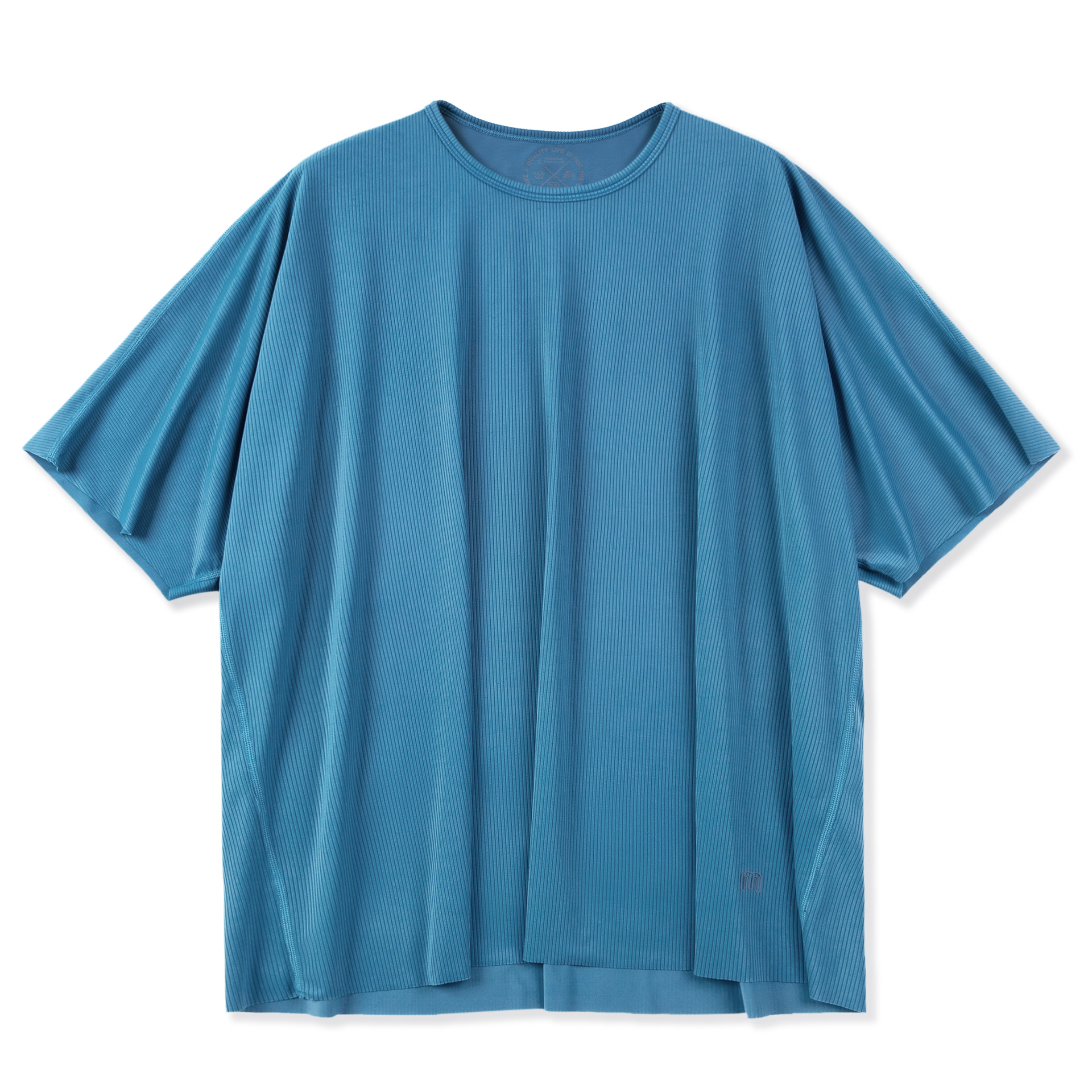 美式休閒二本針科技冰薄短袖豎紋坑條透氣寬鬆T恤男夏季-Retro's Wear