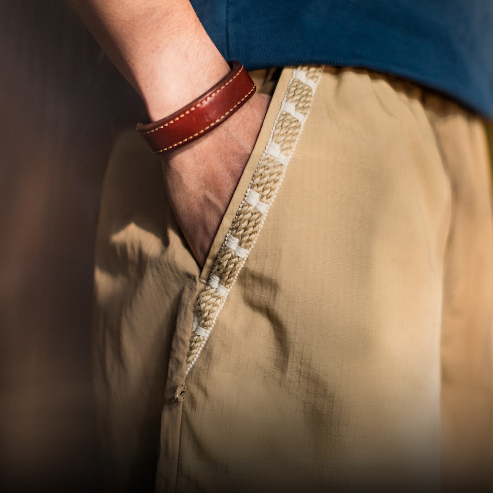 山系速幹卡其色短褲大口袋梭織直筒薄款沙灘五分褲男夏季