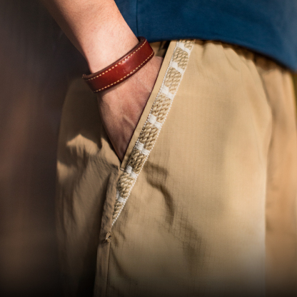 山系速幹卡其色短褲大口袋梭織直筒薄款沙灘五分褲男夏季