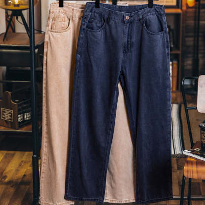 美式復古水洗做舊牛仔褲男2025春夏新款寬鬆直筒褲純棉休閒長褲