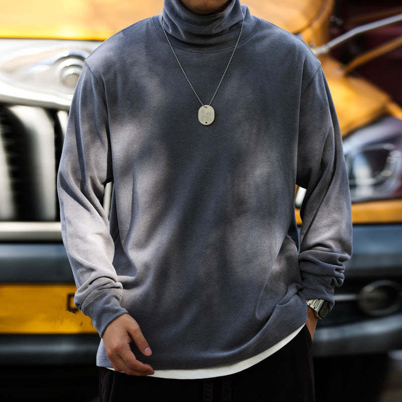 美式復古雙面一體澳絨高領打底衫300g重磅磨毛休閒長袖T恤男-Retro's Wear