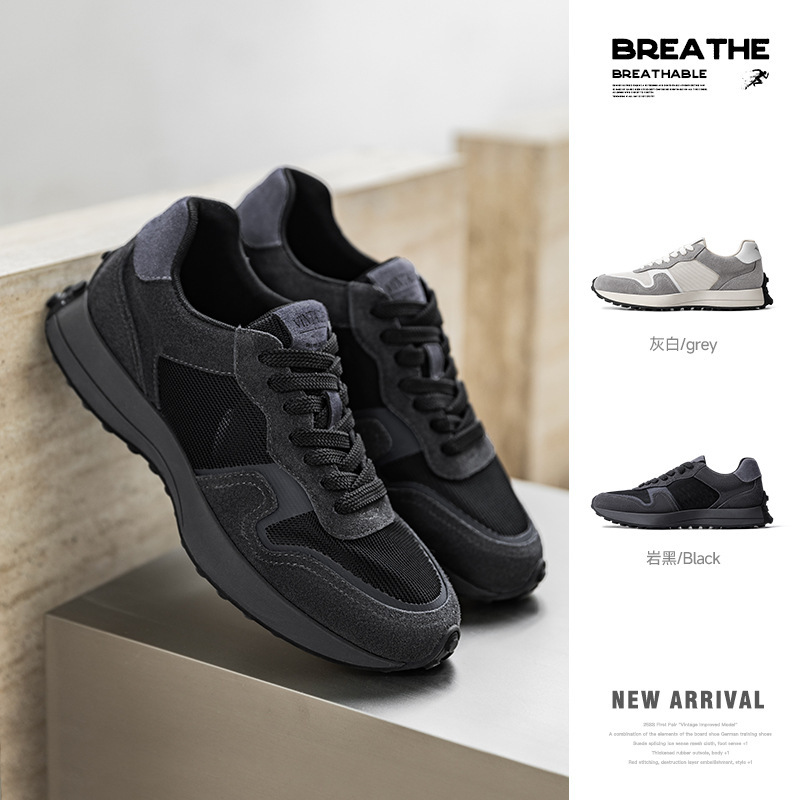 黑武士網面鞋男鞋夏季透氣厚底運動休閒鞋復古慢跑鞋百搭潮鞋