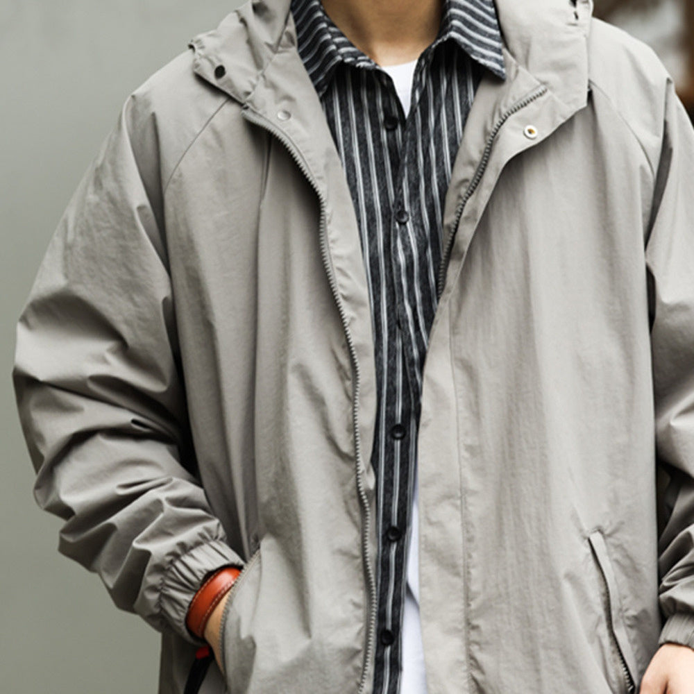 美式休閒連帽衝鋒衣夾克男梭織戶外機能防潑水寬鬆登山外套-Retro's Wear