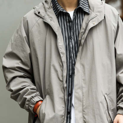 美式休閒連帽衝鋒衣夾克男梭織戶外機能防潑水寬鬆登山外套-Retro's Wear