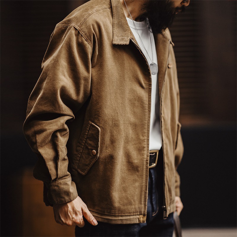 美式復古燈芯絨哈靈頓G9夾克阿美哢嘰立領休閒外套男秋季-Retro's Wear