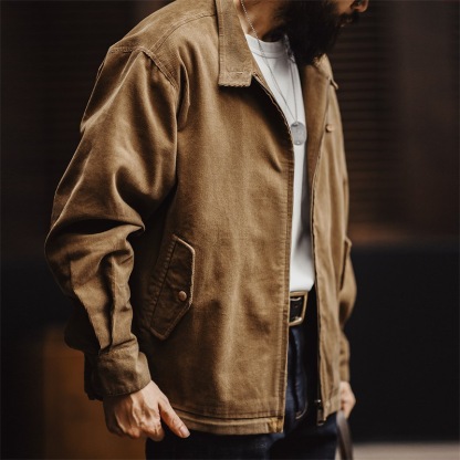 美式復古燈芯絨哈靈頓G9夾克阿美哢嘰立領休閒外套男秋季-Retro's Wear