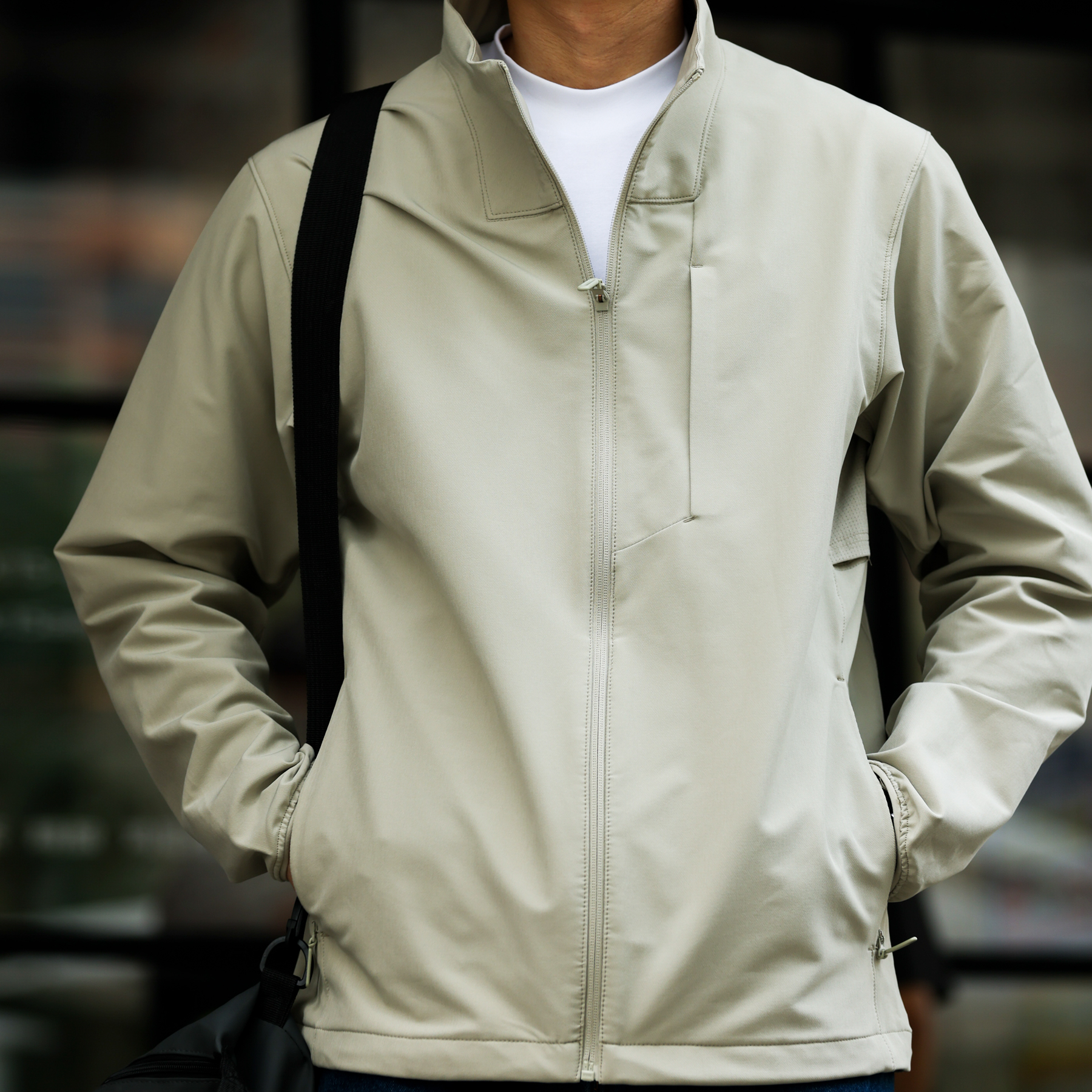 軟殼三防拉鍊立領薄款夾克男cityboy四面彈休閒通勤外套