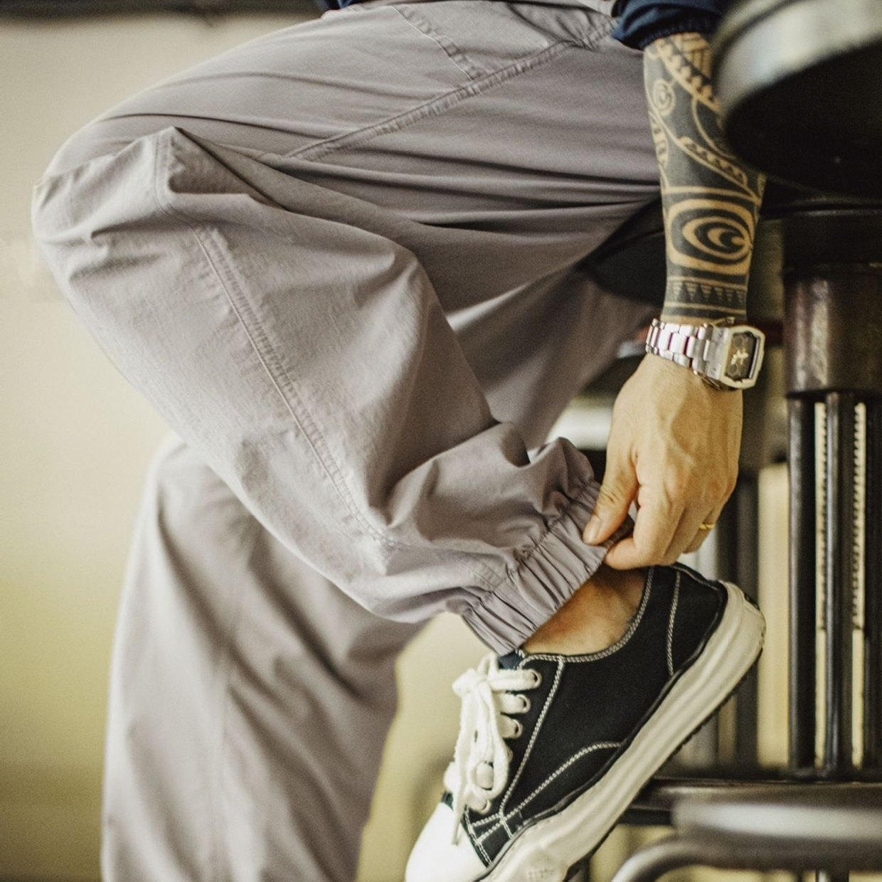 美式休閒防潑水Easypants薄款通勤束腳褲日系長褲子男秋