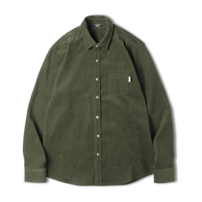 休閒燈芯絨襯衫寬鬆內搭休閒翻領長袖襯衣女秋冬款上衣-Retro's Wear