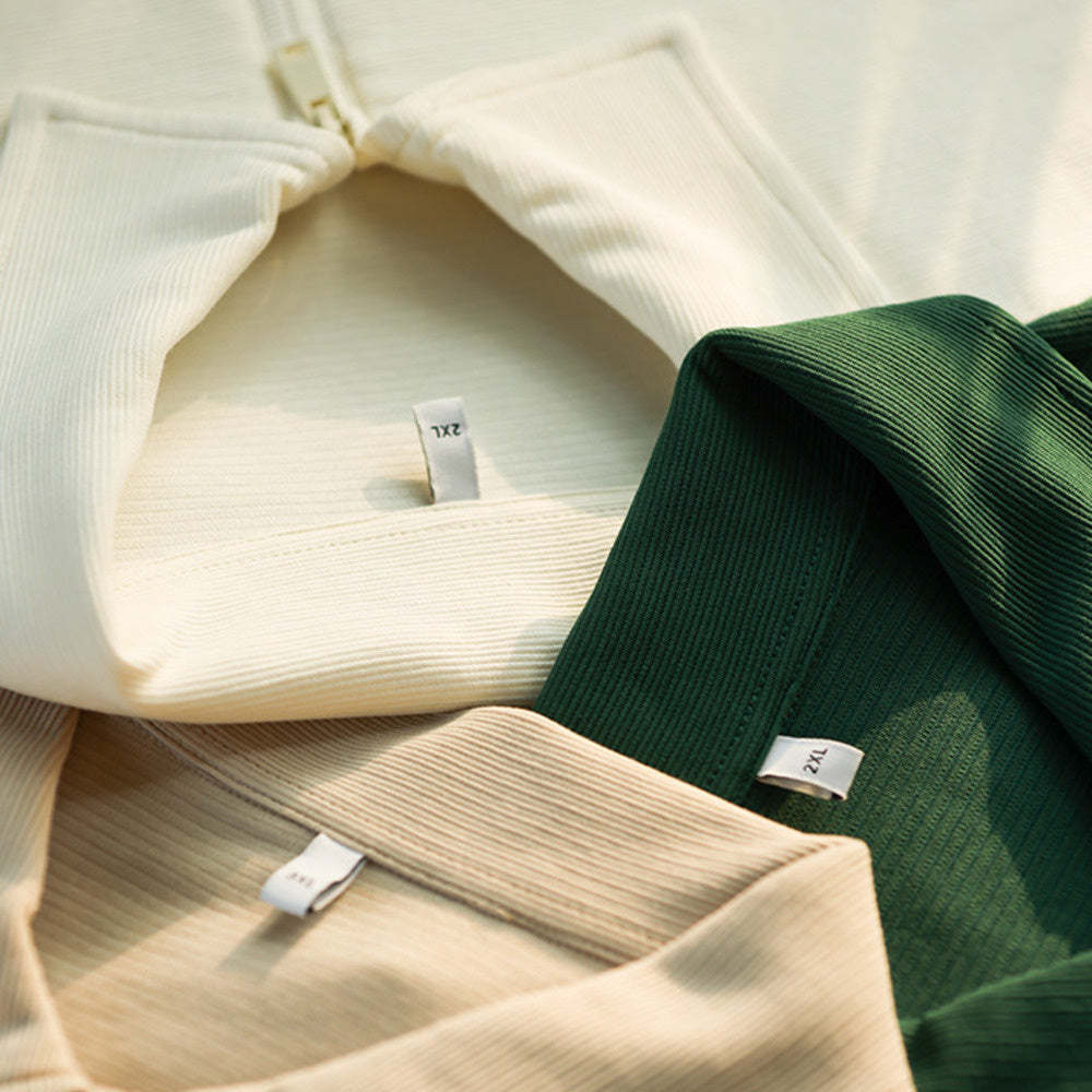 美式休閒半拉鍊翻領POLO衫男260g重磅肌理感寬鬆短袖T恤