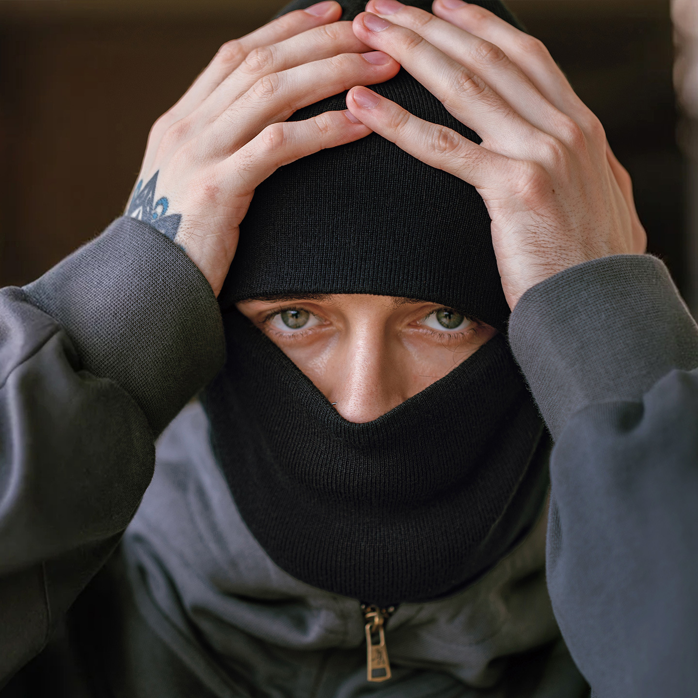 MRA巴拉克拉戰術法帽針織防風護耳面罩圍脖套頭一體冷帽子冬