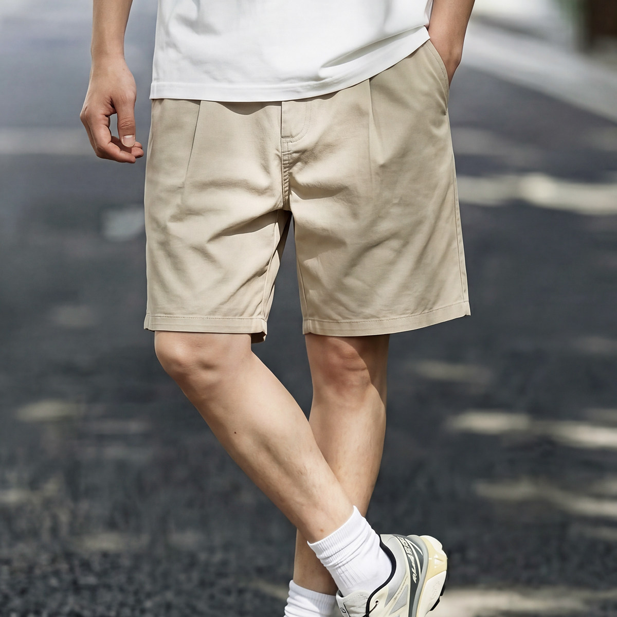 萊賽爾亞麻夏季透氣百搭休閒短褲男士寬鬆直筒五分褲