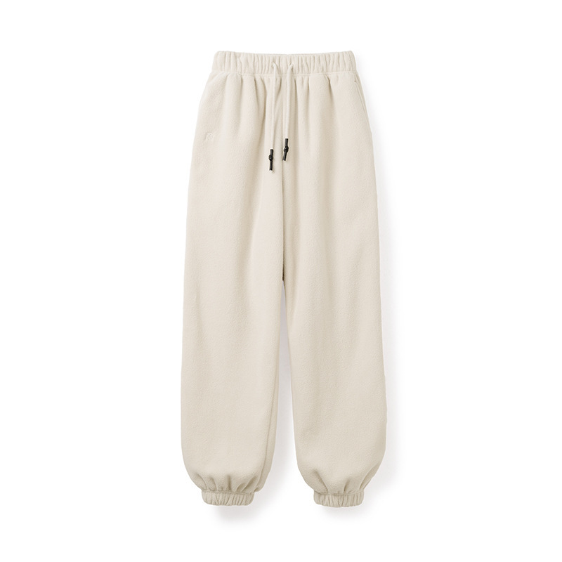 美式搖粒絨束脚衛褲保暖居家褲外穿寬鬆休閒褲垂感長褲冬季女-Retro's Wear