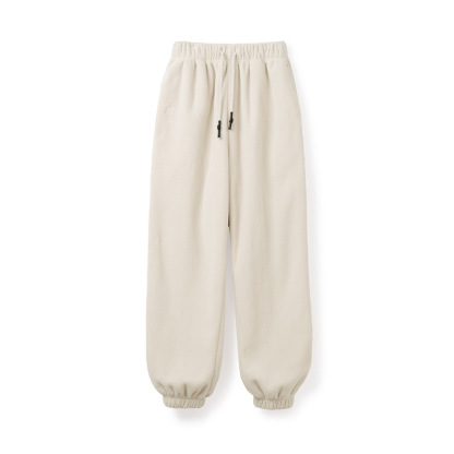 美式搖粒絨束脚衛褲保暖居家褲外穿寬鬆休閒褲垂感長褲冬季女-Retro's Wear