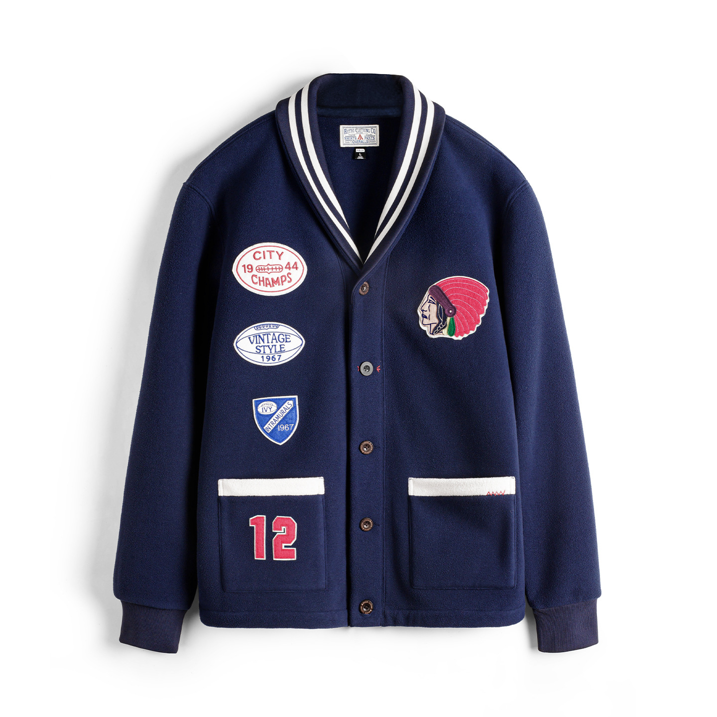 美式復古青果領開衫搖粒絨夾克保暖短款棒球服外套男秋冬