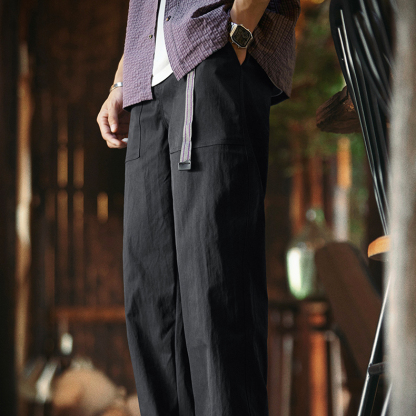 日系戶外防潑水抽繩束脚傘兵褲男2025秋季新款直筒工裝休閒長褲