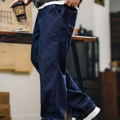 桑蠶絲薄荷纖維原色薄款牛仔褲男春夏2025新款防褪色寬鬆直筒長褲