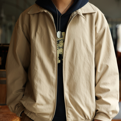 輕量化褪色感教練夾克男拉鍊翻領cleanfit通勤休閒外套