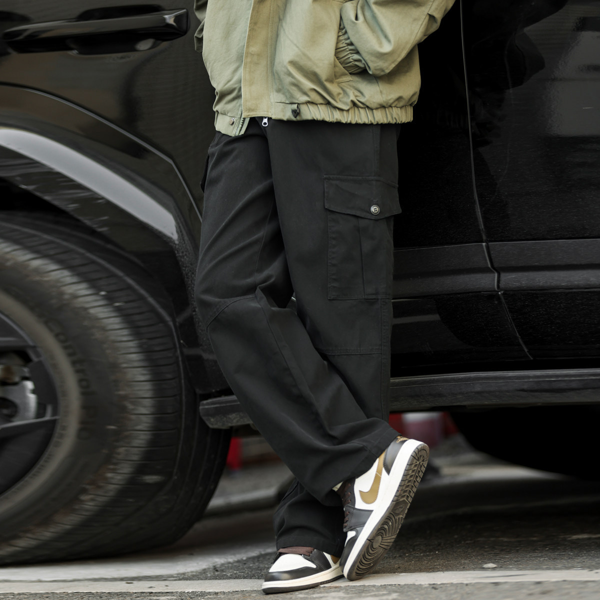 330g重磅水洗純棉工裝褲男士美式復古戶外寬鬆直筒長褲