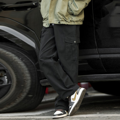 330g重磅水洗純棉工裝褲男士美式復古戶外寬鬆直筒長褲