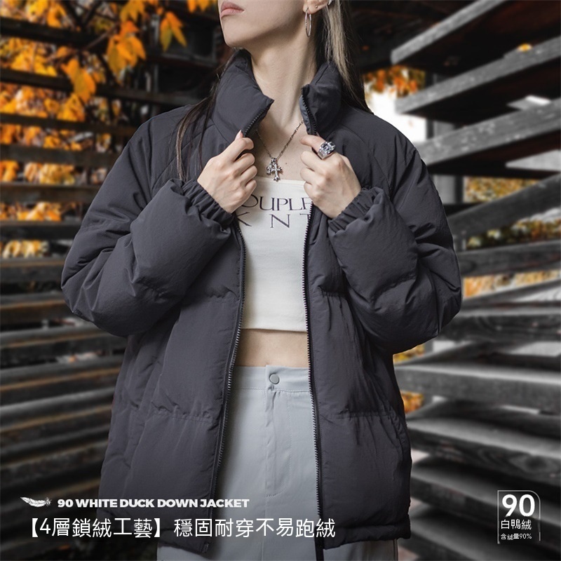 美式復古90白鴨絨羽絨服戶外防風防水面包服保暖外套女-Retro's Wear