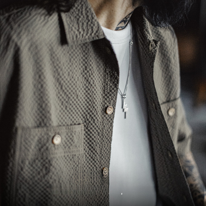 美式休閒AIRY空氣感泡泡紗襯衫透氣薄款襯衣外套男春夏