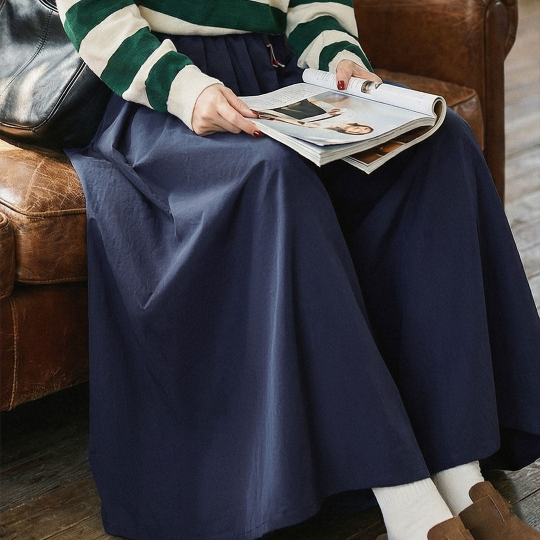 A字薄款寬鬆顯瘦大擺垂感闊腿山本裙褲一體九分休閒褲女