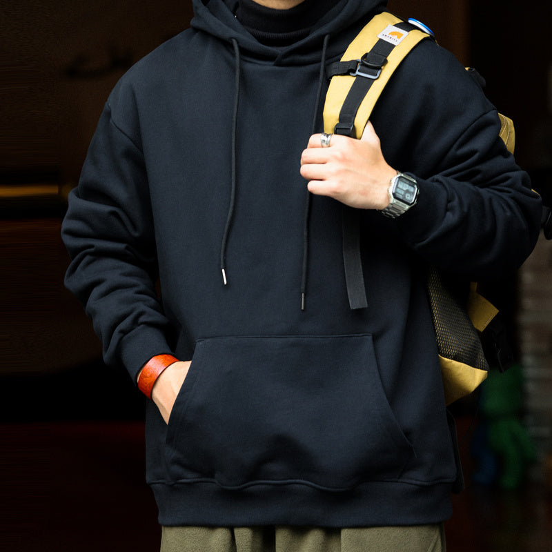 美式休閒480g重磅連帽衛衣男寬鬆純棉毛圈底cleanfit運動帽衫-Retro's Wear