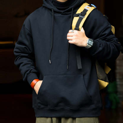 美式休閒480g重磅連帽衛衣男寬鬆純棉毛圈底cleanfit運動帽衫-Retro's Wear