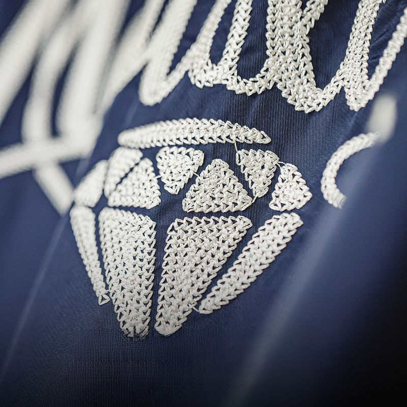 美式復古海軍藍刺繡夾克字母翻領拉鍊尼龍休閒外套男秋冬