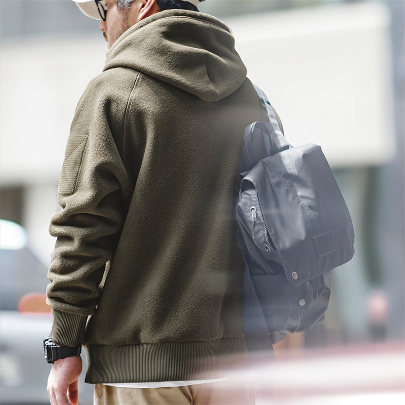 美式休閒重磅搖粒絨衛衣連帽百搭加厚抓絨套頭衫男秋冬-Retro's Wear