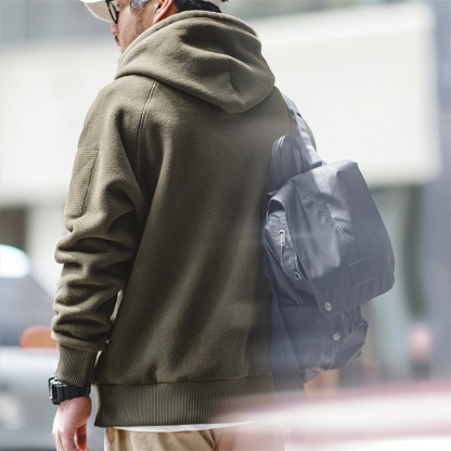 美式休閒重磅搖粒絨衛衣連帽百搭加厚抓絨套頭衫男秋冬-Retro's Wear