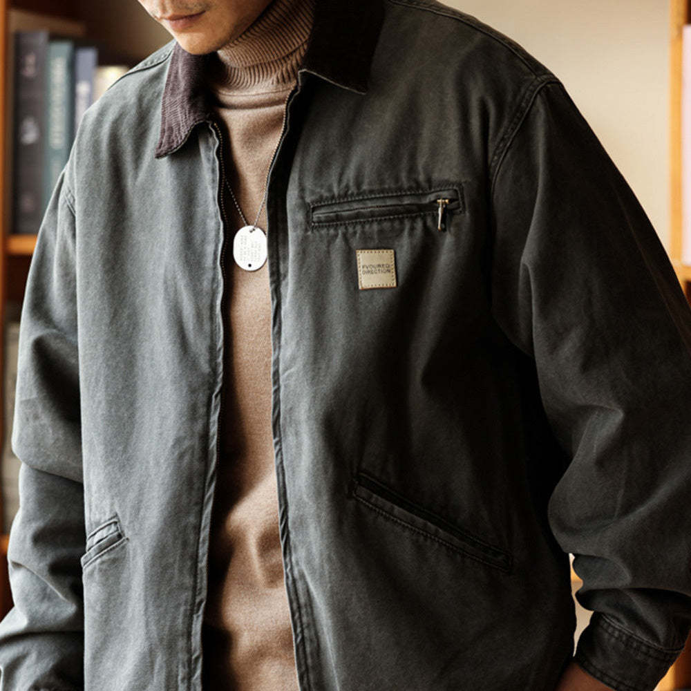 美式經典J97底特律工裝夾克男石磨水洗380g重磅帆布獵裝外套-Retro's Wear