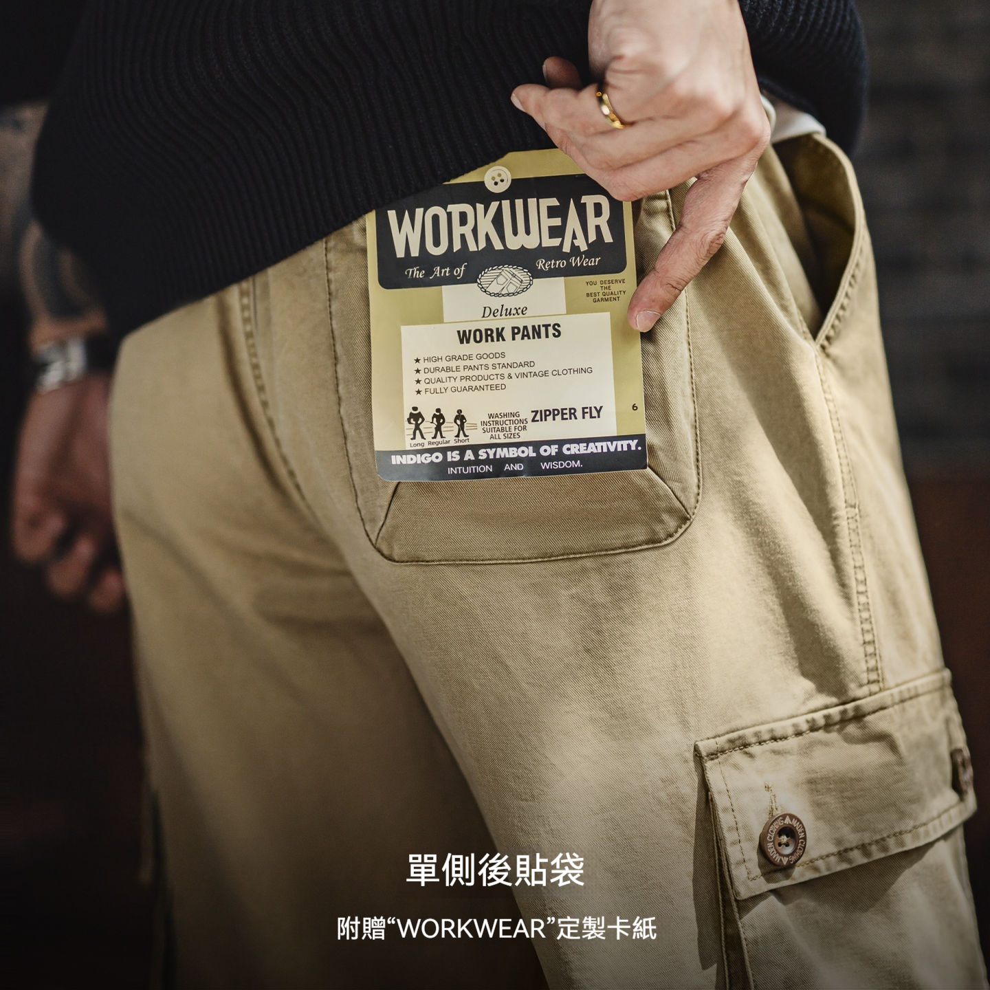 美式復古m51卡其色多口袋休閒褲水洗做舊直筒長褲子男秋