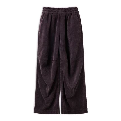 美式復古雪尼爾衛褲慵懶休閒褲寬鬆顯瘦闊腿褲直筒長褲春秋女-Retro's Wear