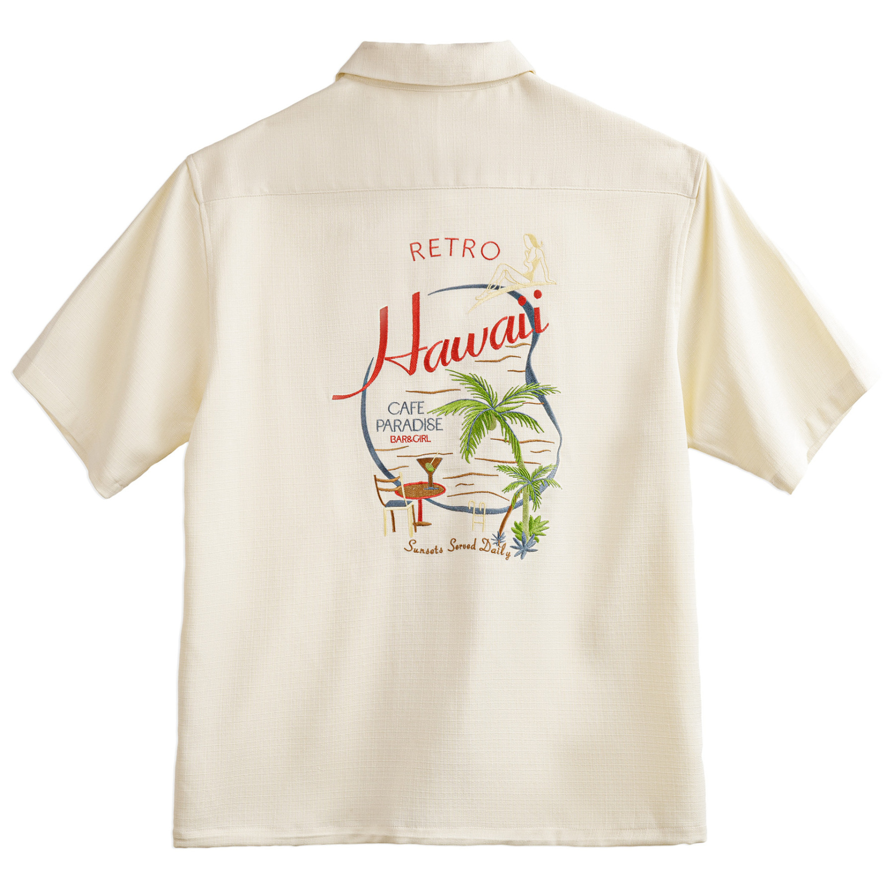 夏威夷風刺繡襯衫設計感寬鬆休閒T恤美式復古短袖襯衣夏季女