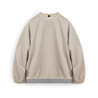 美式休閒華夫格重磅長袖衛衣插肩袖垂感寬鬆日系外套男秋