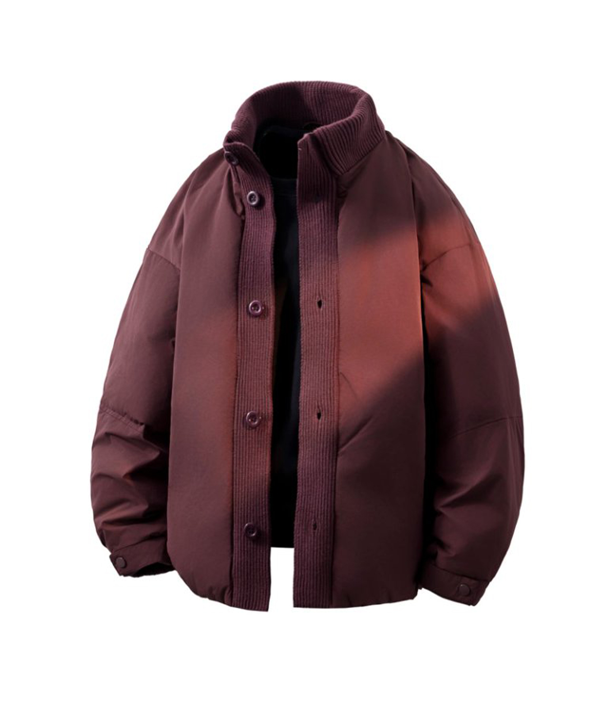 90白鴨絨工裝立領羽絨服男2025冬季新款寬鬆加厚保暖針織拼接外套