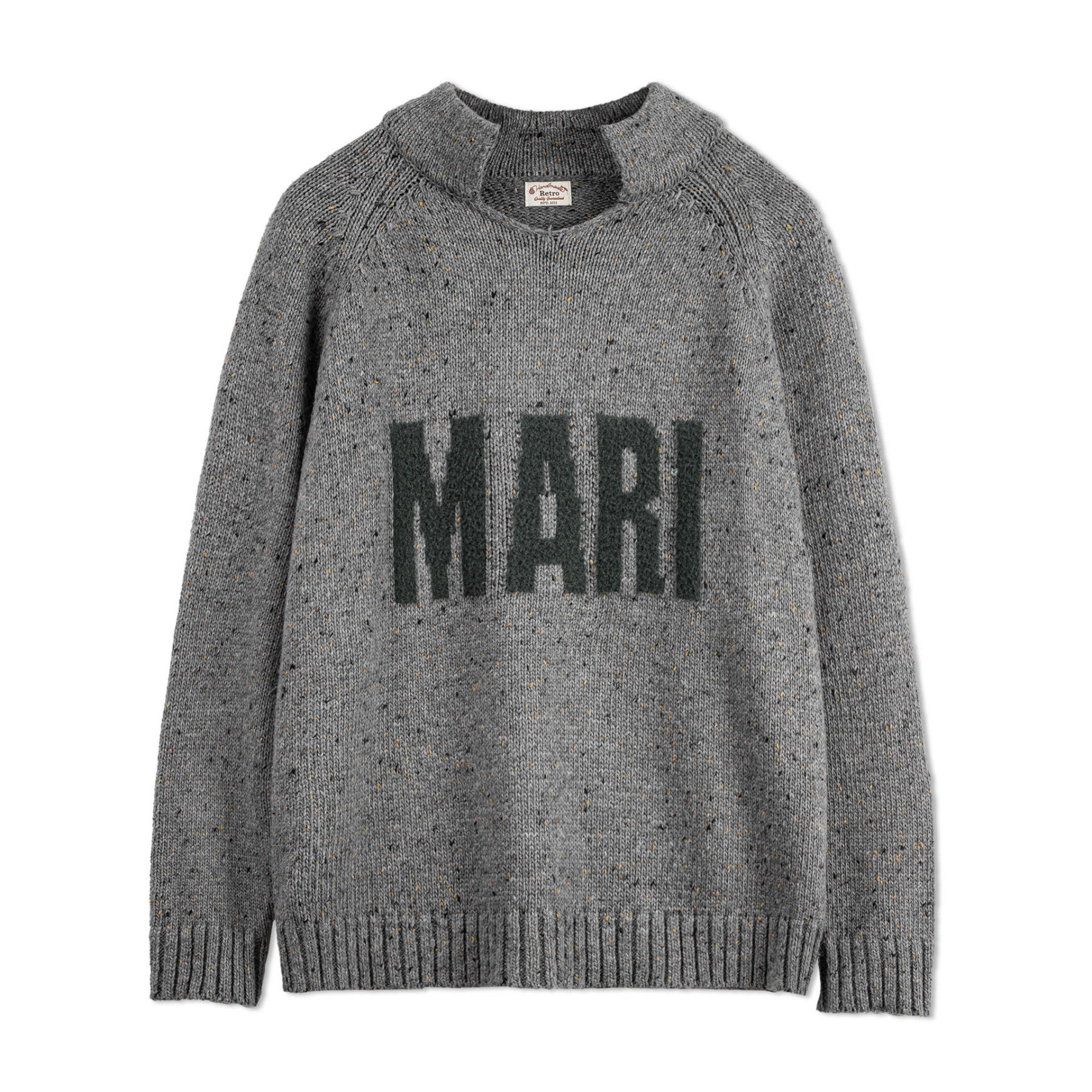 美式復古灰色提花毛衣立領垂感套頭針織衫保暖外套男秋冬