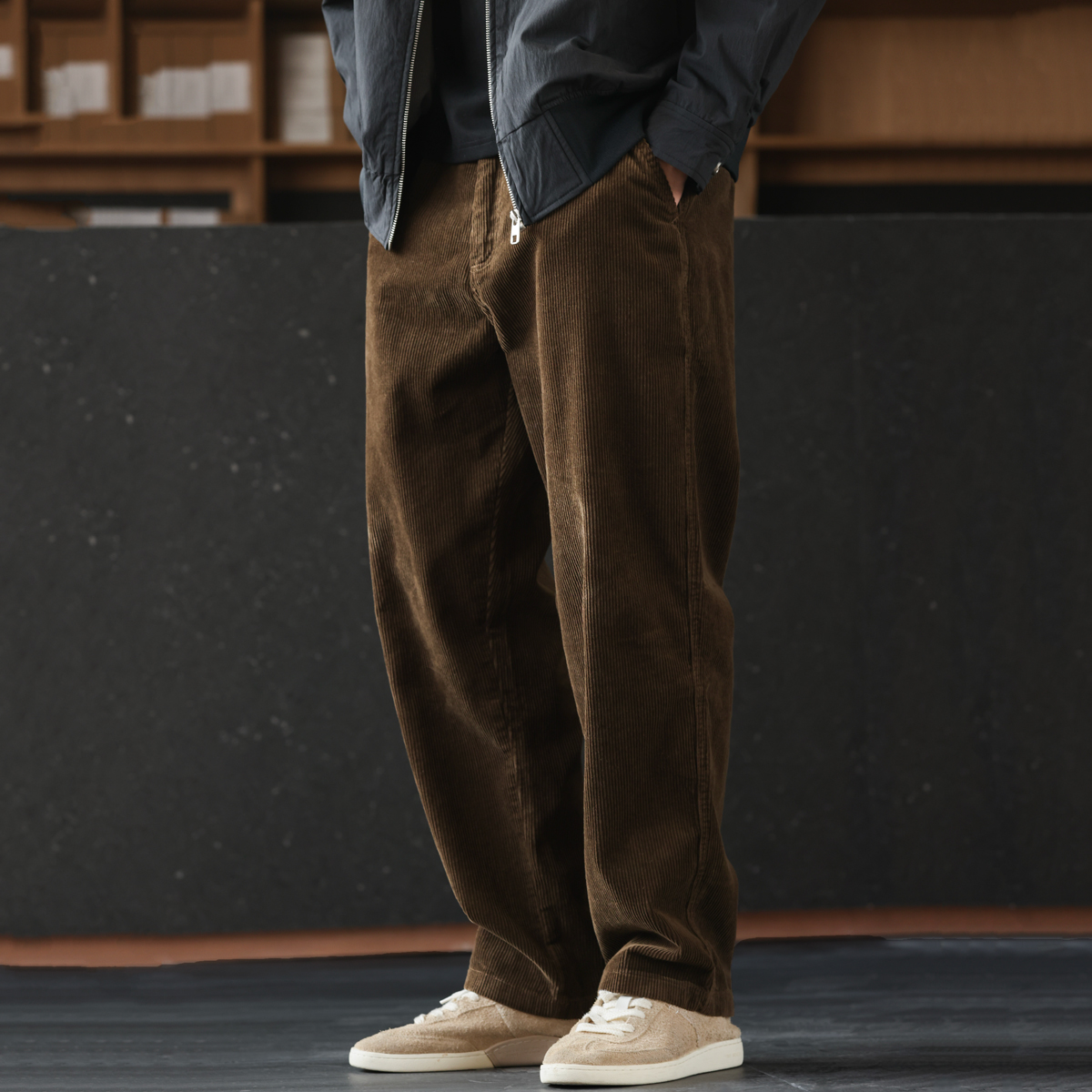 美式復古300g重磅燈芯絨長褲子巴恩風加絨加厚直筒休閒褲