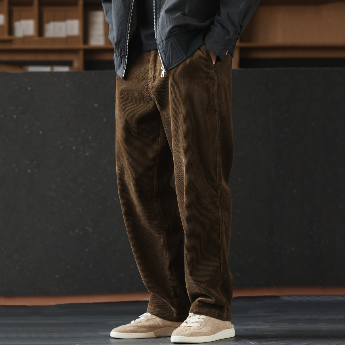 美式復古300g重磅燈芯絨長褲子巴恩風加絨加厚直筒休閒褲