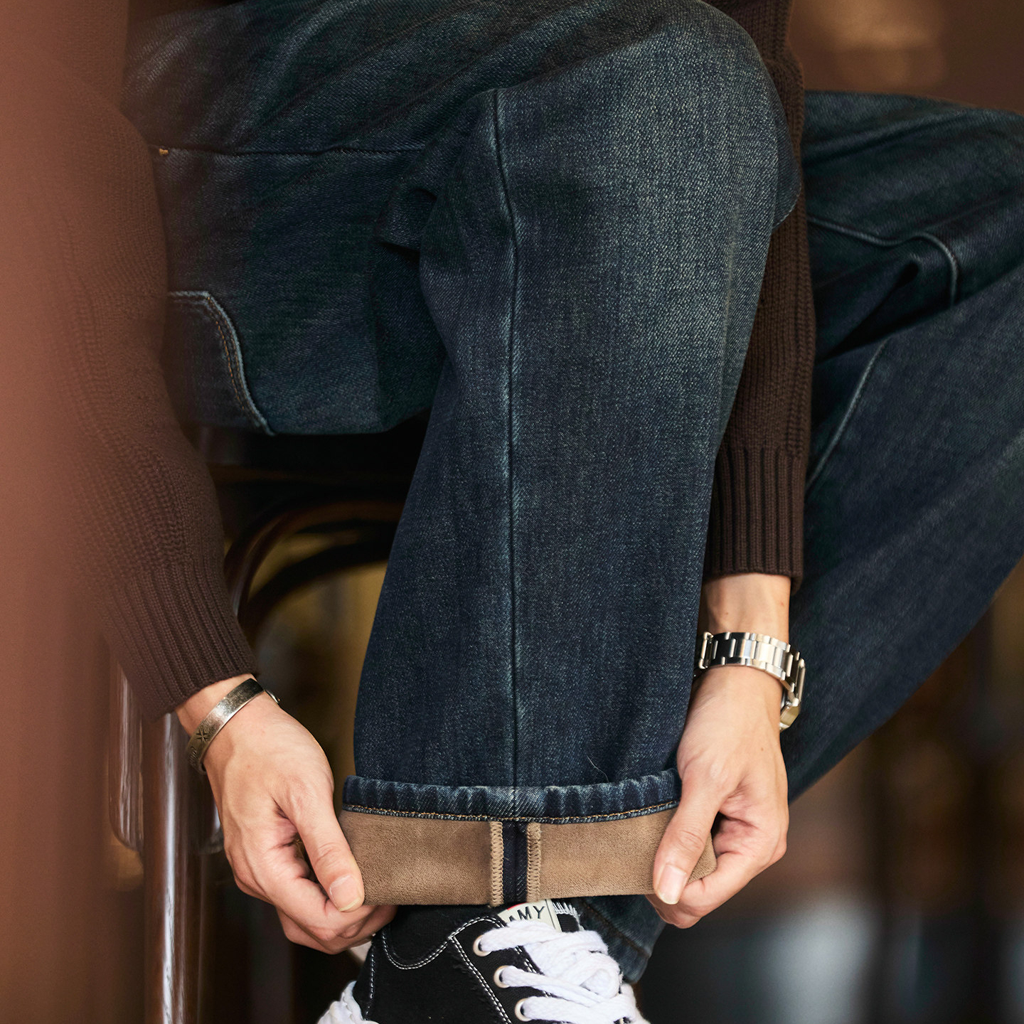 美式復古水洗直筒加絨牛仔褲男2025冬季新款寬鬆加厚百搭休閒長褲