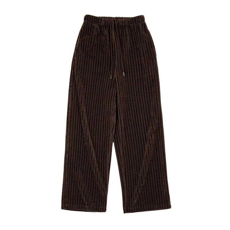 美式復古雪尼爾直筒垂感闊腿長褲軟糯風窄版顯瘦休閒褲-Retro's Wear